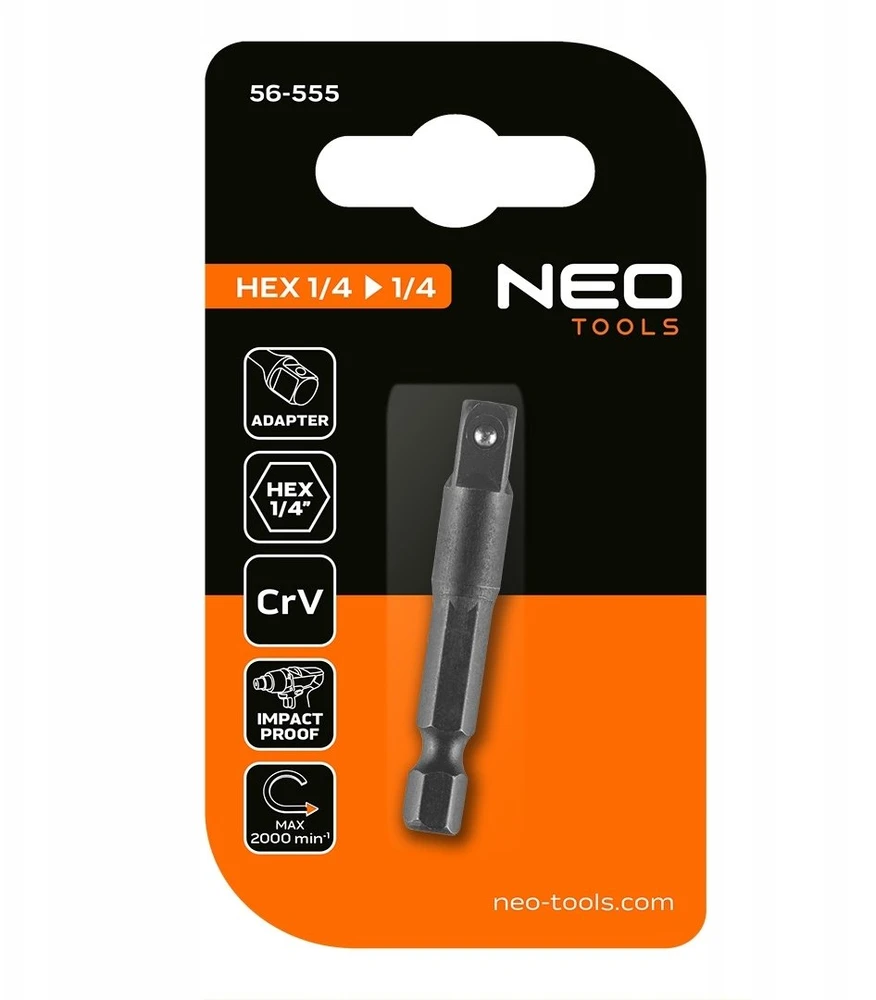 Neo Tools Adapteris iš 1/4 colio šešiakampio į 1/4 colio kvadratinį