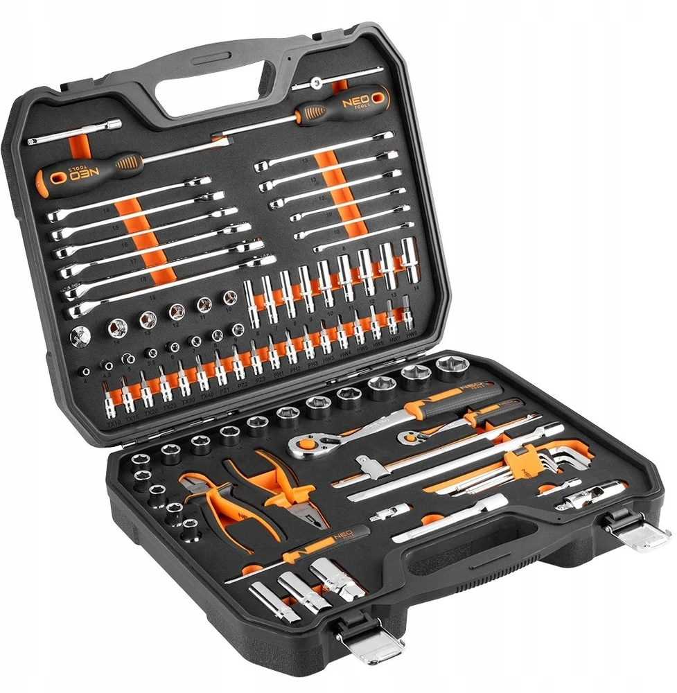 Neo Tools Rinkinys kluczy nasadowych 1/2", 1/4", 95 vnt., CrV, pianka EVA