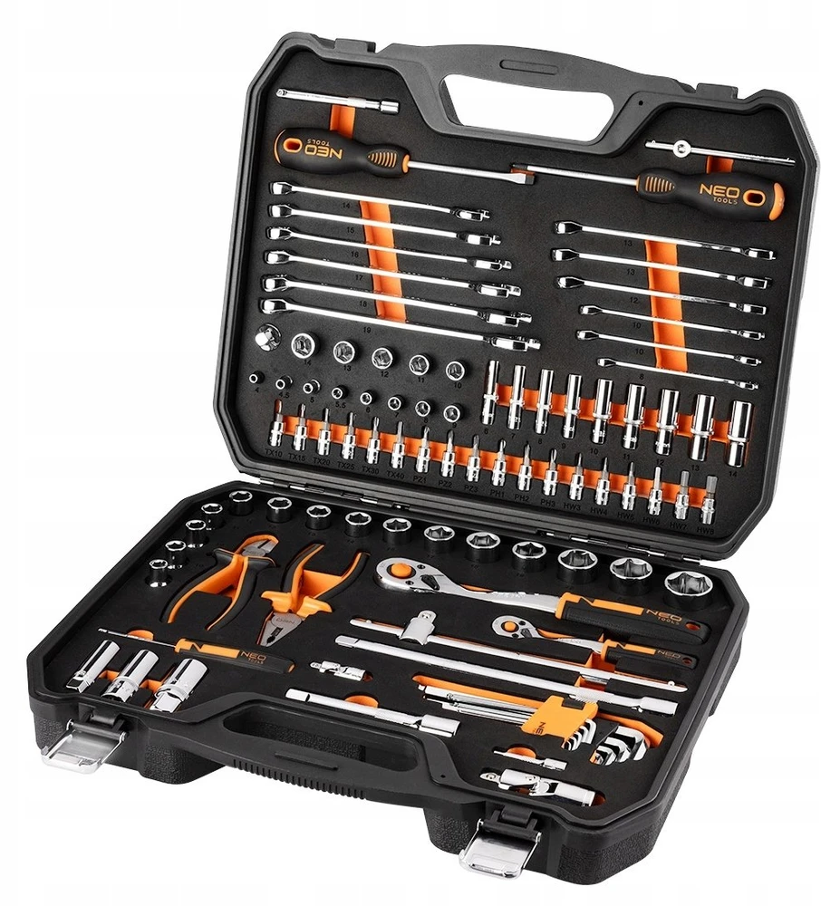Neo Tools Rinkinys kluczy nasadowych 1/2", 1/4", 95 vnt., CrV, pianka EVA