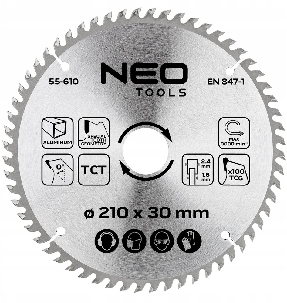 Neo Tools Tarcza Widia pjūklo diskas, 210 x 30 mm, 100 dantų, aliuminiui
