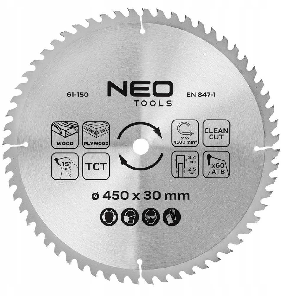 Neo Tools Tarcza Widia pjūklo diskas, 450 x 30 mm, 60 dantų