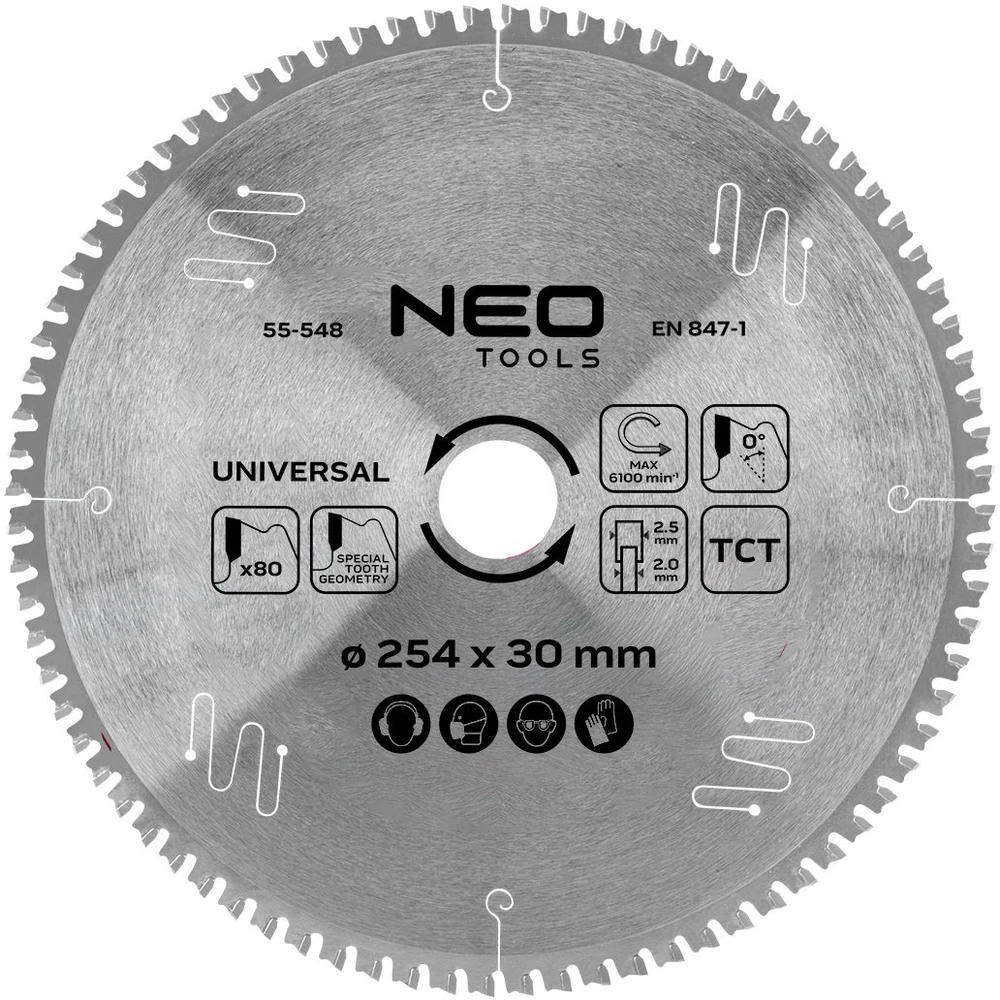Neo Tarcza Diskinio pjūklo diskas, kietmetalio, 254 x 30 mm, 80 dantų, universalus