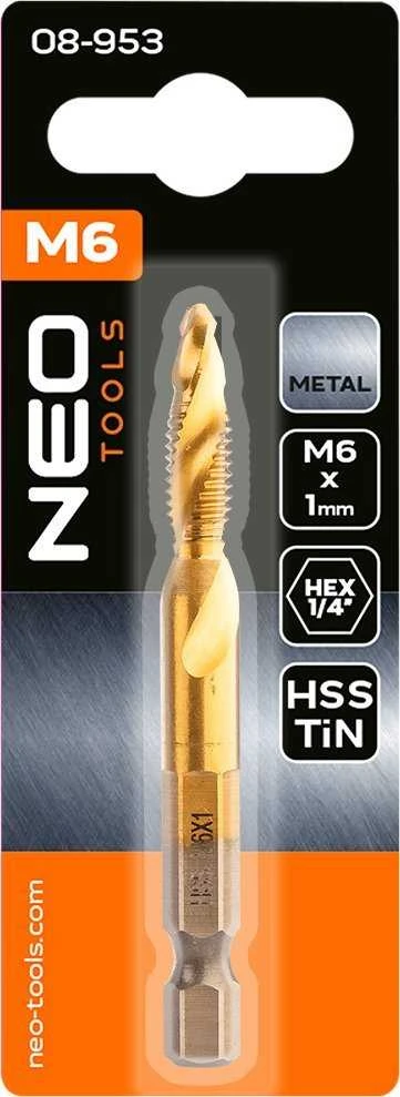 Grąžtas Wiertło HSS TiN sriegiklis, M6 x 1 mm, šešiakampis