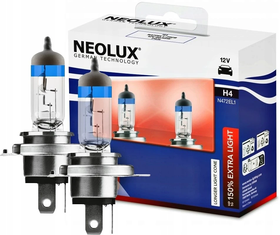 „Neolux H4 Extra Light“ 2 vnt. pakuotėje | Halogeninės lemputės | 12 V, 60/55 W