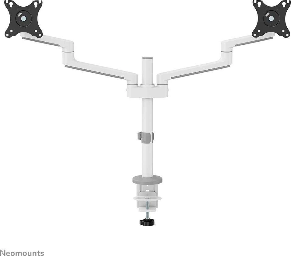 Laikiklis NEOMOUNTS SCREEN STALO MONTAVIMAS DVIEJIEMS MONITORIAMS, Baltas (CLAMP+GROMMET)