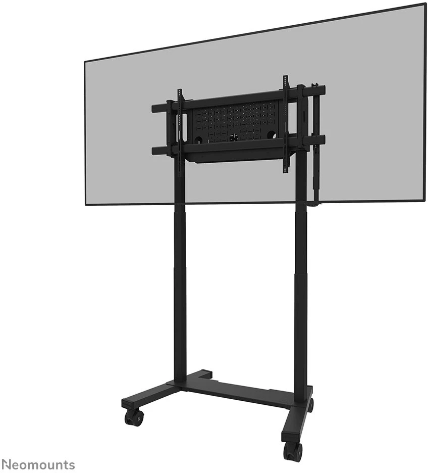 Laikiklis „NEOMOUNTS MOVE LIFT XL“ MOTORIZUOTAS MOBILUSIS STOVAS SU SANDĖLIAVIMO DĖŽE, 10 CM, RATUKAI, GRINDYS – VESA MAX 1200X600