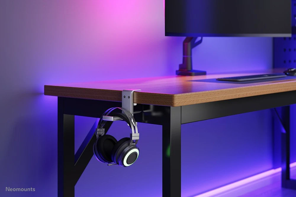 NEOMOUNTS HEADPHONE HOLDER, CLAMP MOUNTED, ALUMINUM