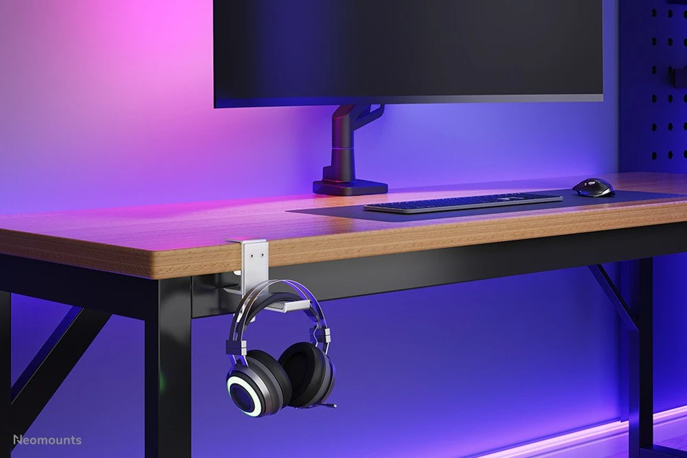 NEOMOUNTS HEADPHONE HOLDER, CLAMP MOUNTED, ALUMINUM