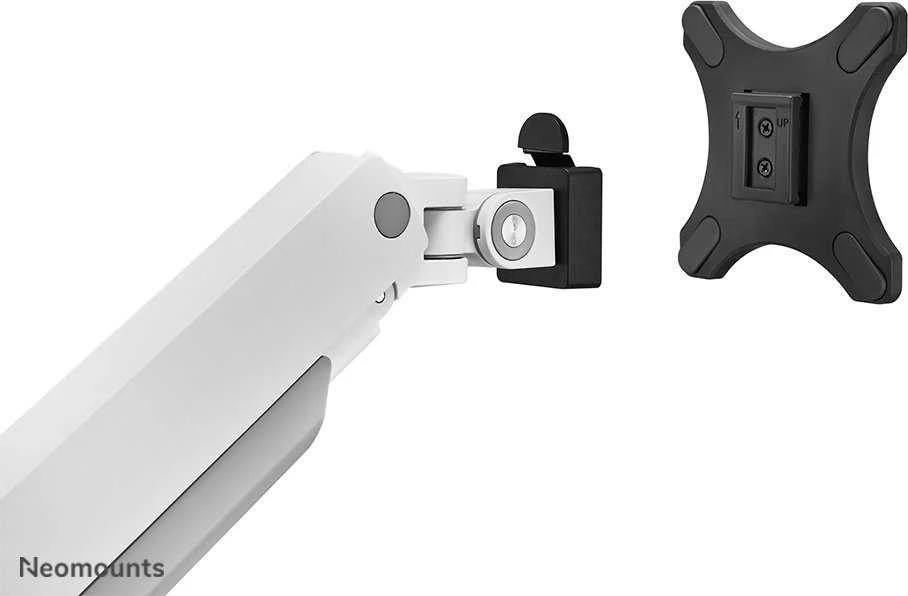 Laikiklis NEOMOUNTS PASIRINKITE STALO MONTAVIMĄ, DVIGUBAS EKRANAS (TOPFIX CLAMP & GROMMET) Baltas