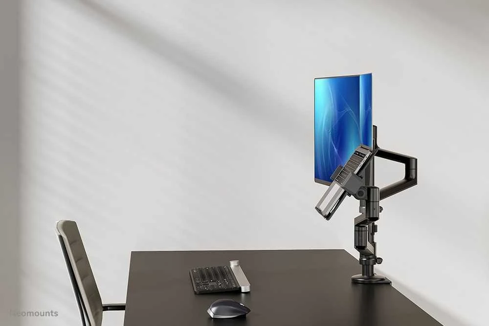 Laikiklis NEOMOUNTS nešiojamasis kompiuteris + SCREEN STALO MONTAVIMAS (CLAMP + GROMMET)