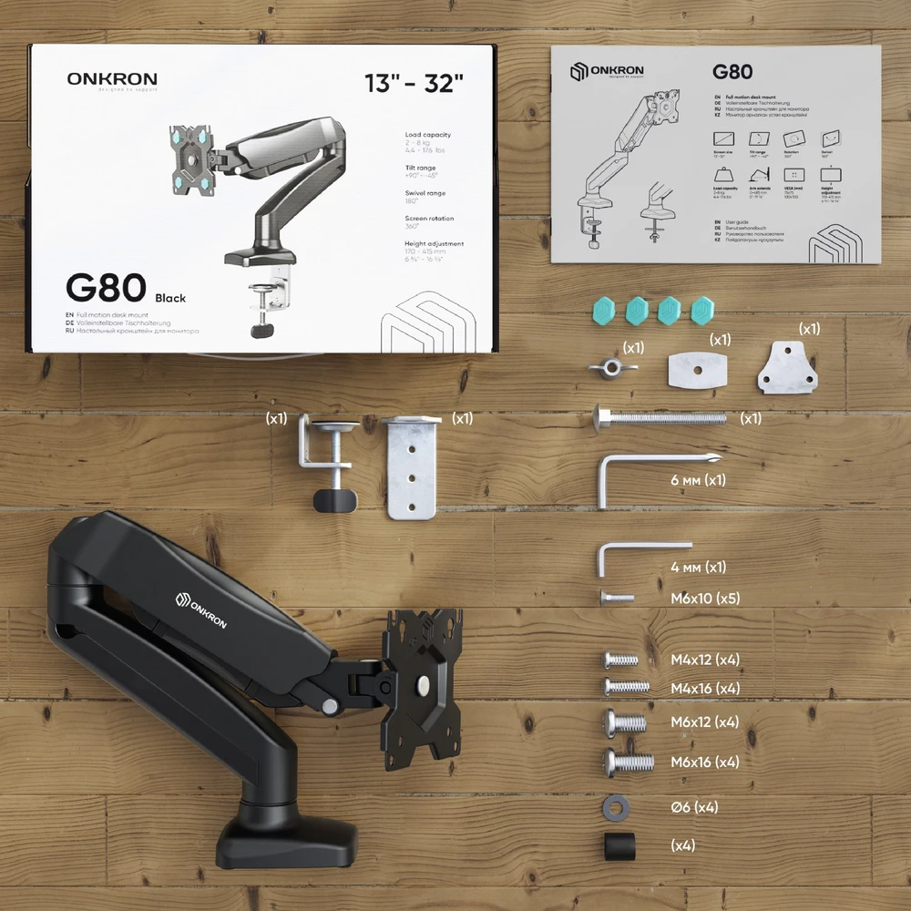 Laikiklis MONITORIUS ACC DESK MOUNT/13-32" Juodas G80-B ONKRON
