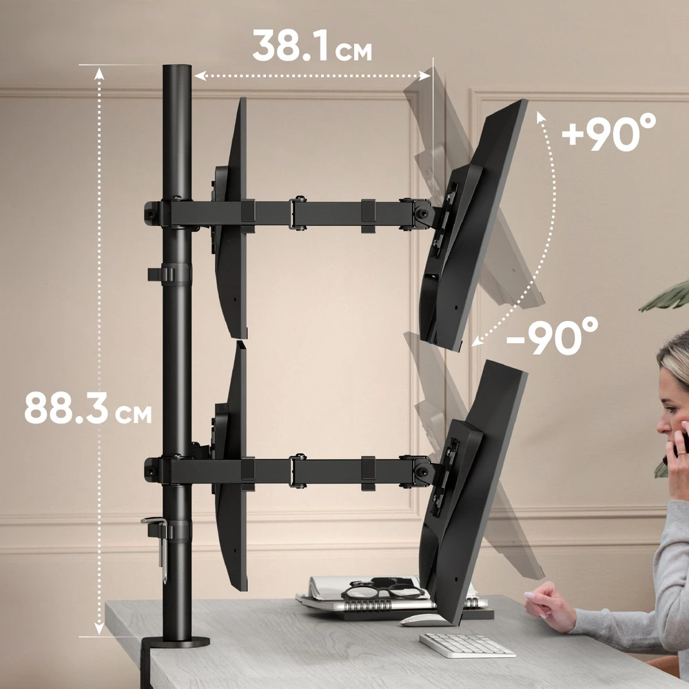 Laikiklis Neomounts MONITORIUS ACC DESK MOUNT/13-32" Juodas D421E-B ONKRON