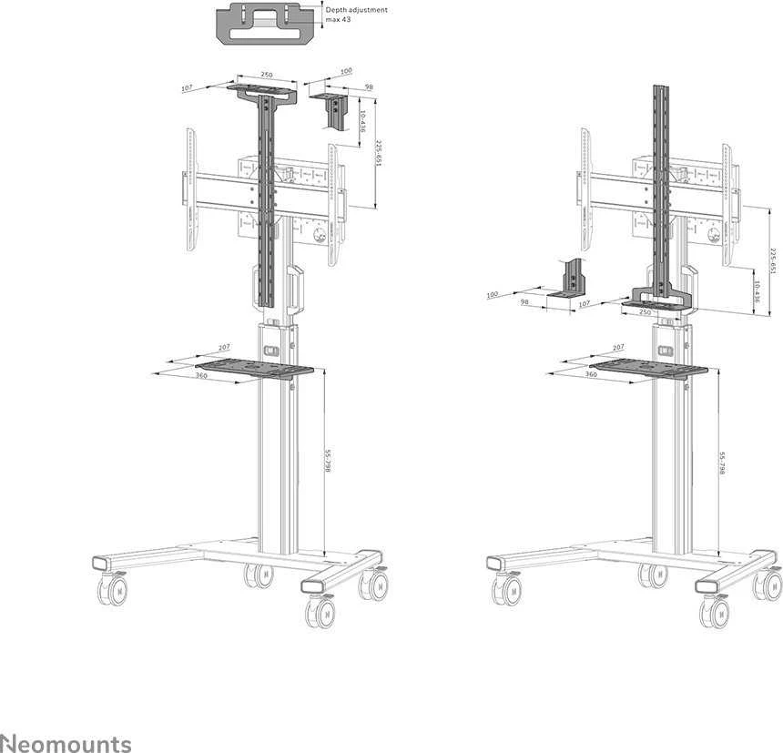 Laikiklis NEOMOUNTS SELECT VIDEOBAR KIT CAM- & AV SHELF (INCL.BOSE VB1 & BOSE VB-S ADAPTER FOR FL50S-825BL1