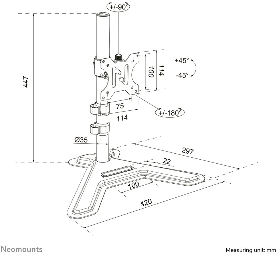 Laikiklis NEOMOUNTS NERO SINGLE MONITORIUS STAND 10-32"