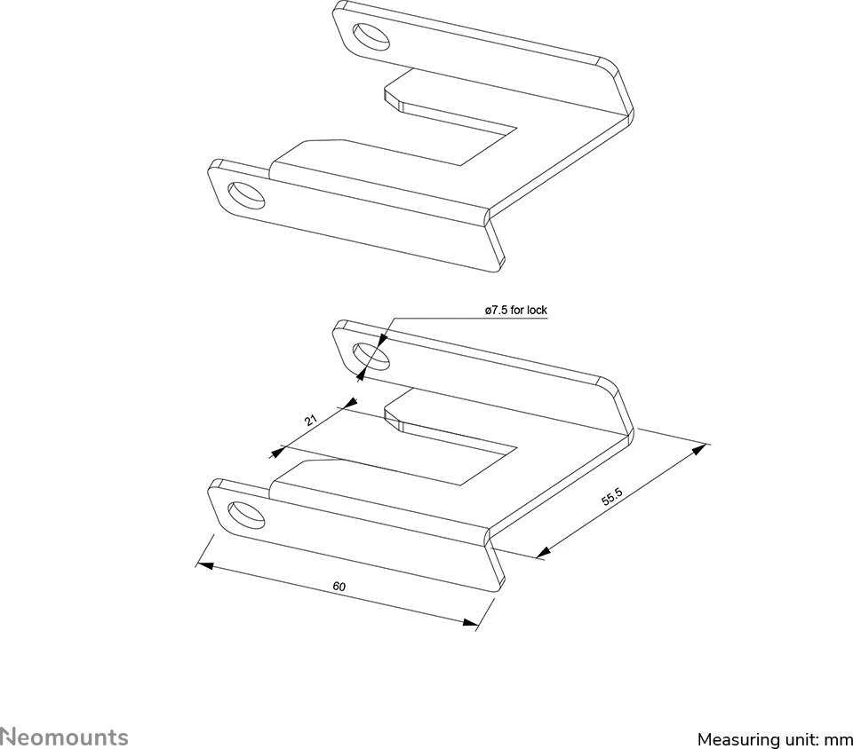 Laikiklis NEOMOUNTS BY NEWSTAR WHEEL BRAKE LOCK OR FL55-875BL/WH1 & FL50S-825BL/WH1, SET OF 2 PCS.