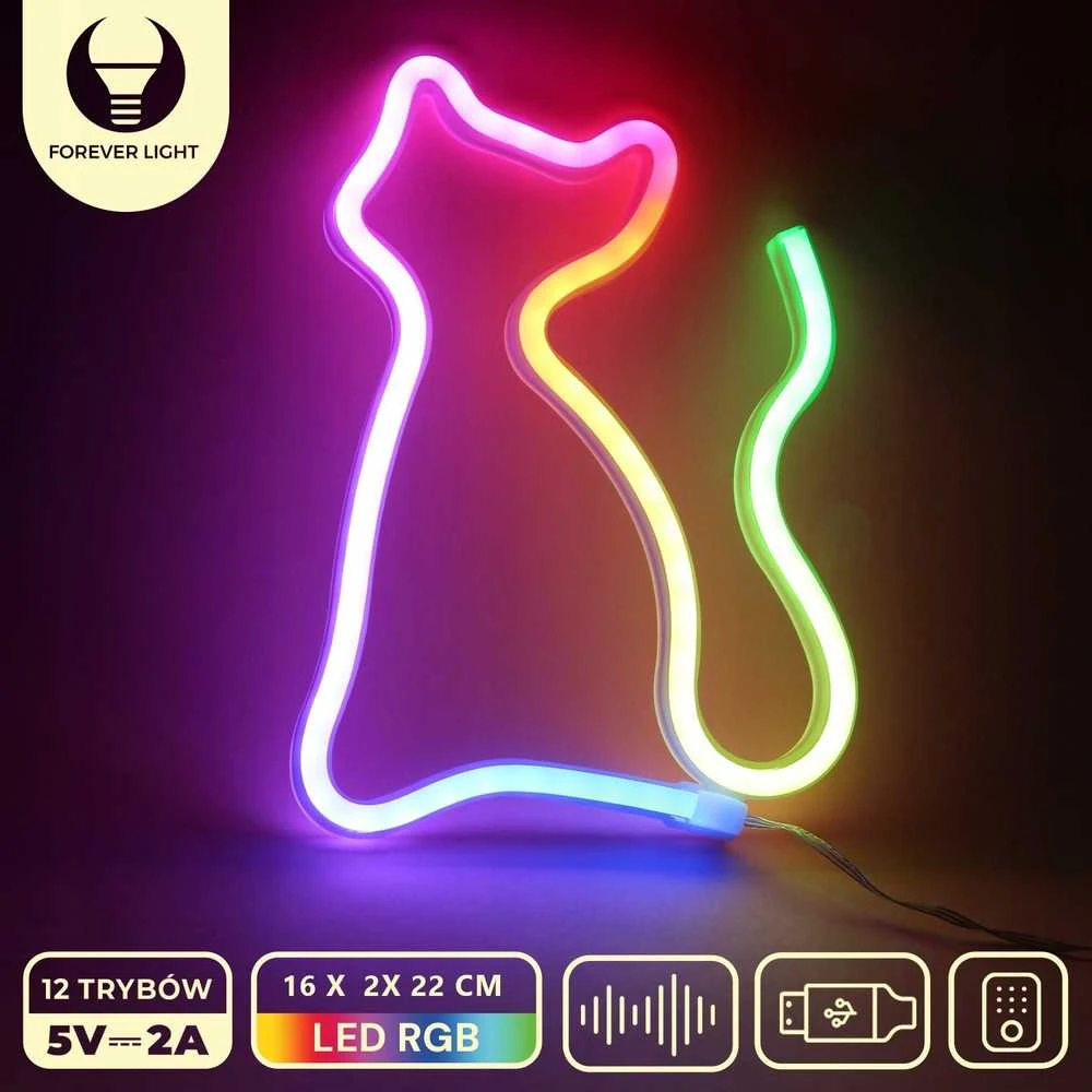 Neoninis LED RGB šviestuvas CAT FLRN03 + RC Forever Light