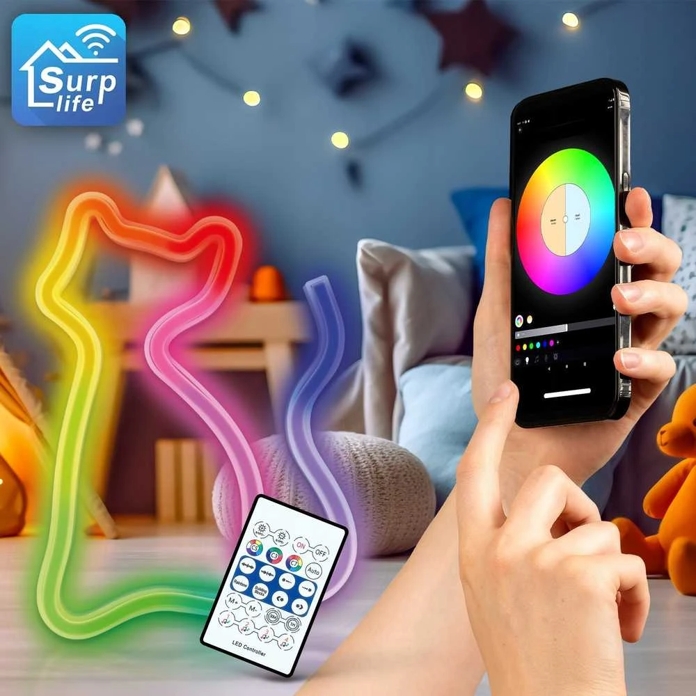Neoninis LED RGB šviestuvas CAT FLRN03 + RC Forever Light