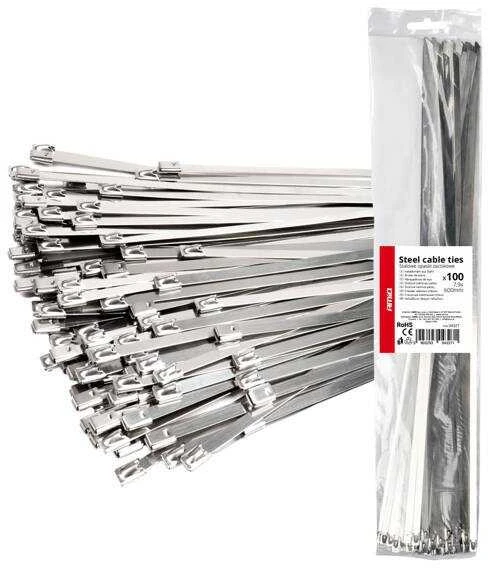 Nerūdijančio plieno metaliniai kabelių raiščiai 7,9x600 mm 100 vnt. amio-04327