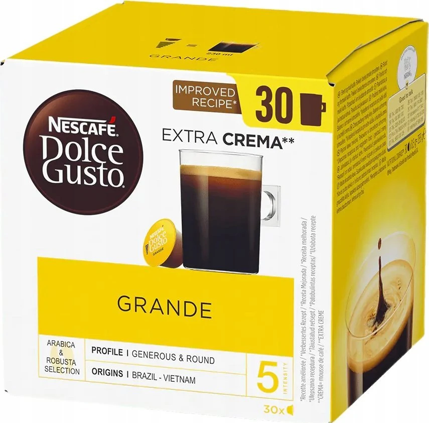 Kavos kapsulės, suderinamos su Dolce Gusto® NESCAFÉ Dolce Gusto Grande Extra Crema, 30 vnt.