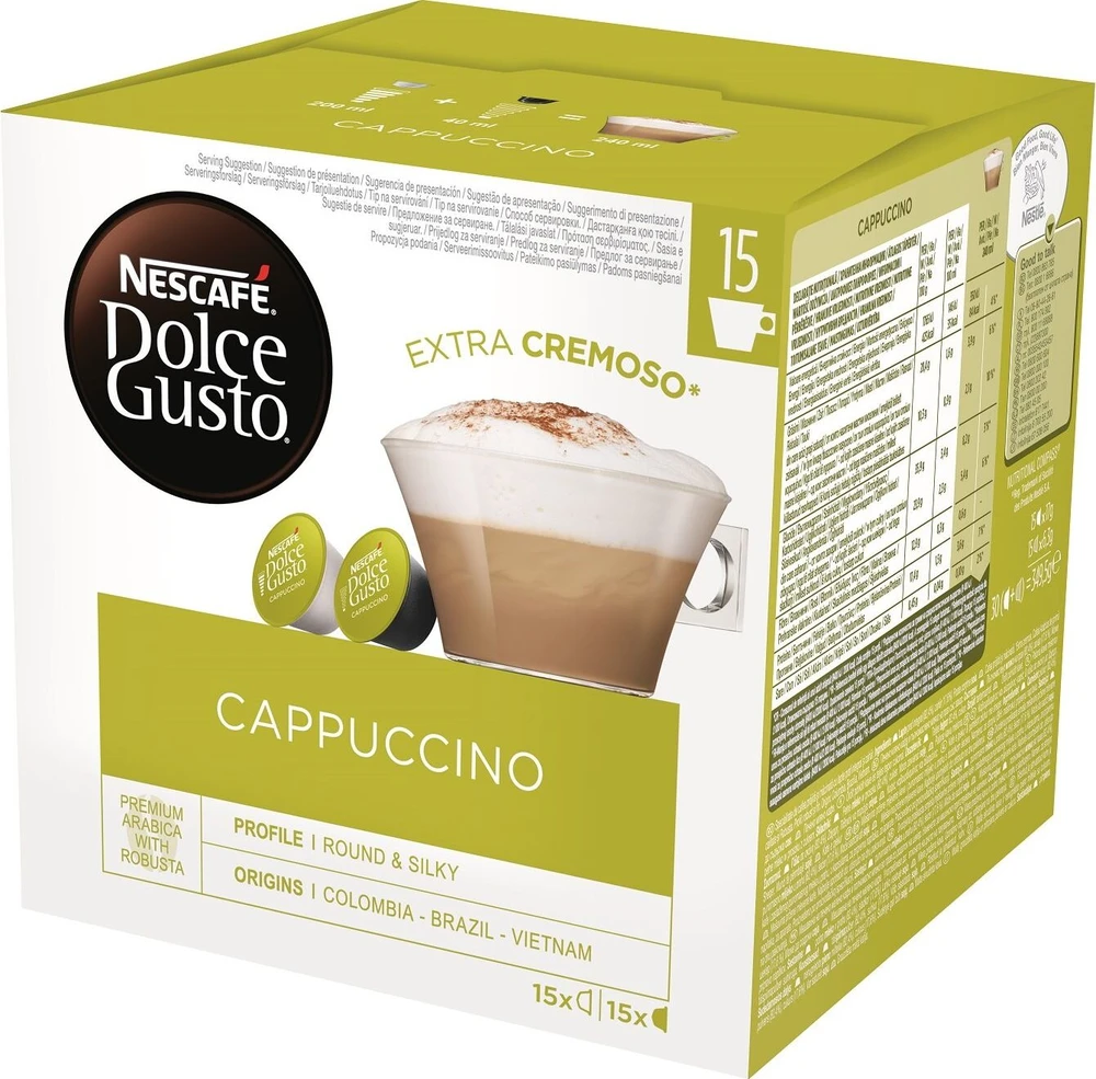 Kavos kapsulės NESCAFE DOLCE GUSTO CAPPUCCINO, 15+15 vnt.