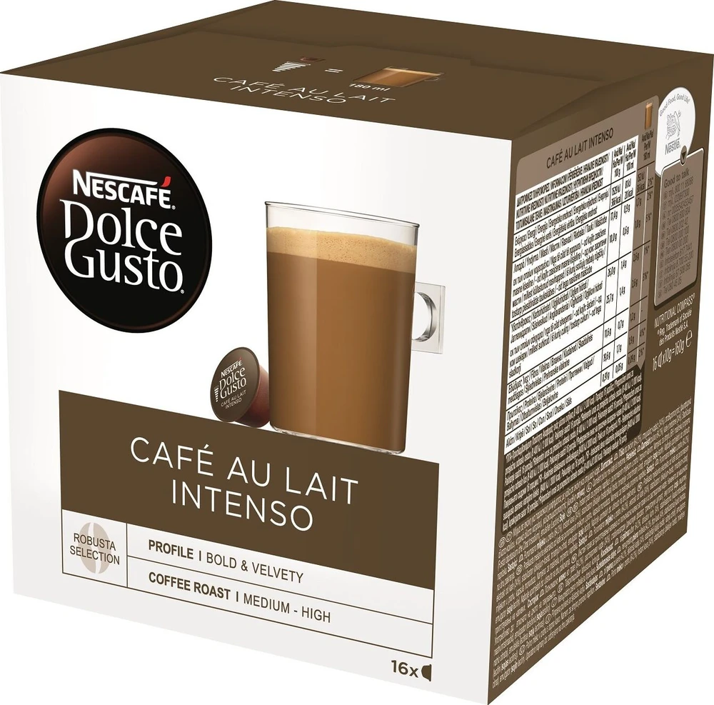 Nescafe Kavos kapsulės DOLCE GUSTO CAFE AU LAIT INTENSO, 16 vnt.