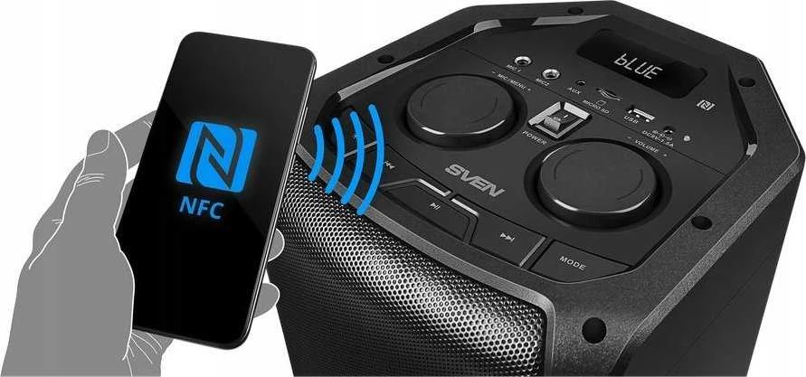 Garsiakalbis SVEN PS-710, juodas (100W, TWS, Bluetooth, FM, USB, Micro SD, LED ekranas, 4400mA*h)