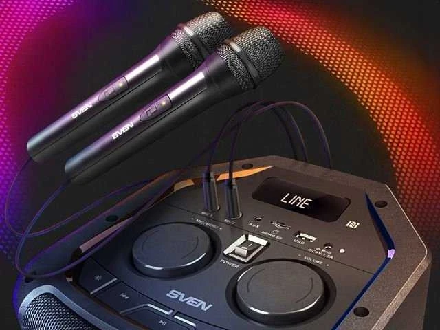 Garsiakalbis SVEN PS-710, juodas (100W, TWS, Bluetooth, FM, USB, Micro SD, LED ekranas, 4400mA*h)