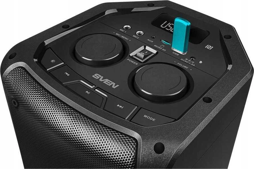 Garsiakalbis SVEN PS-710, juodas (100W, TWS, Bluetooth, FM, USB, Micro SD, LED ekranas, 4400mA*h)
