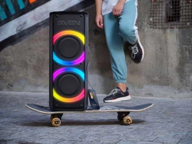 Garsiakalbis SVEN PS-710, juodas (100W, TWS, Bluetooth, FM, USB, Micro SD, LED ekranas, 4400mA*h)
