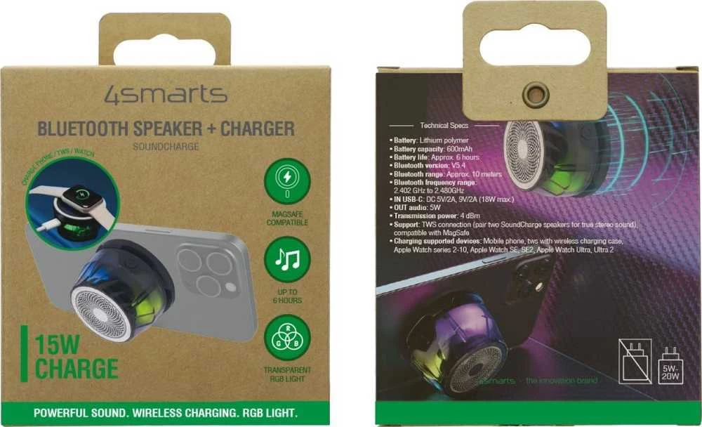 „Bluetooth“ garsiakalbis „4smarts SoundCharge“, suderinamas su „MagSafe“ juodas