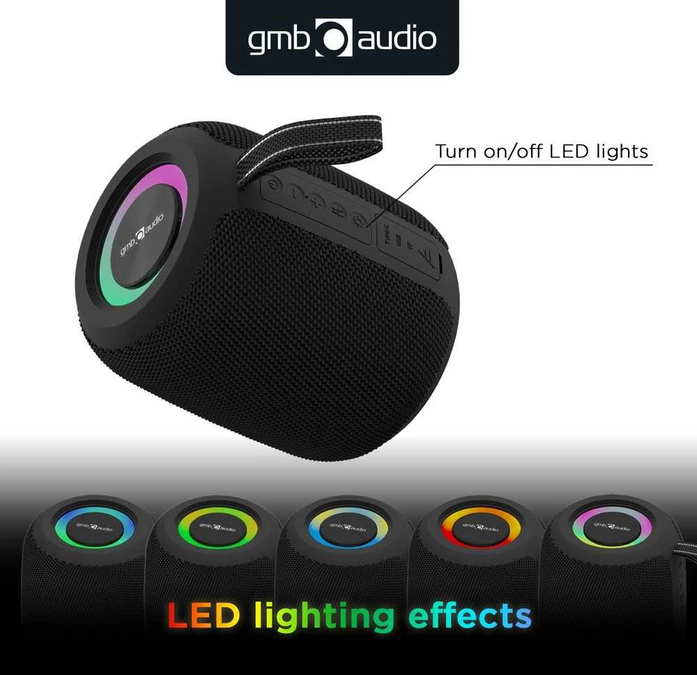Garsiakalbis Gembird Nešiojama kolonėlė GEMBIRD Juodas Portable/Wireless Bluetooth SPK-BT-LED-05-BK