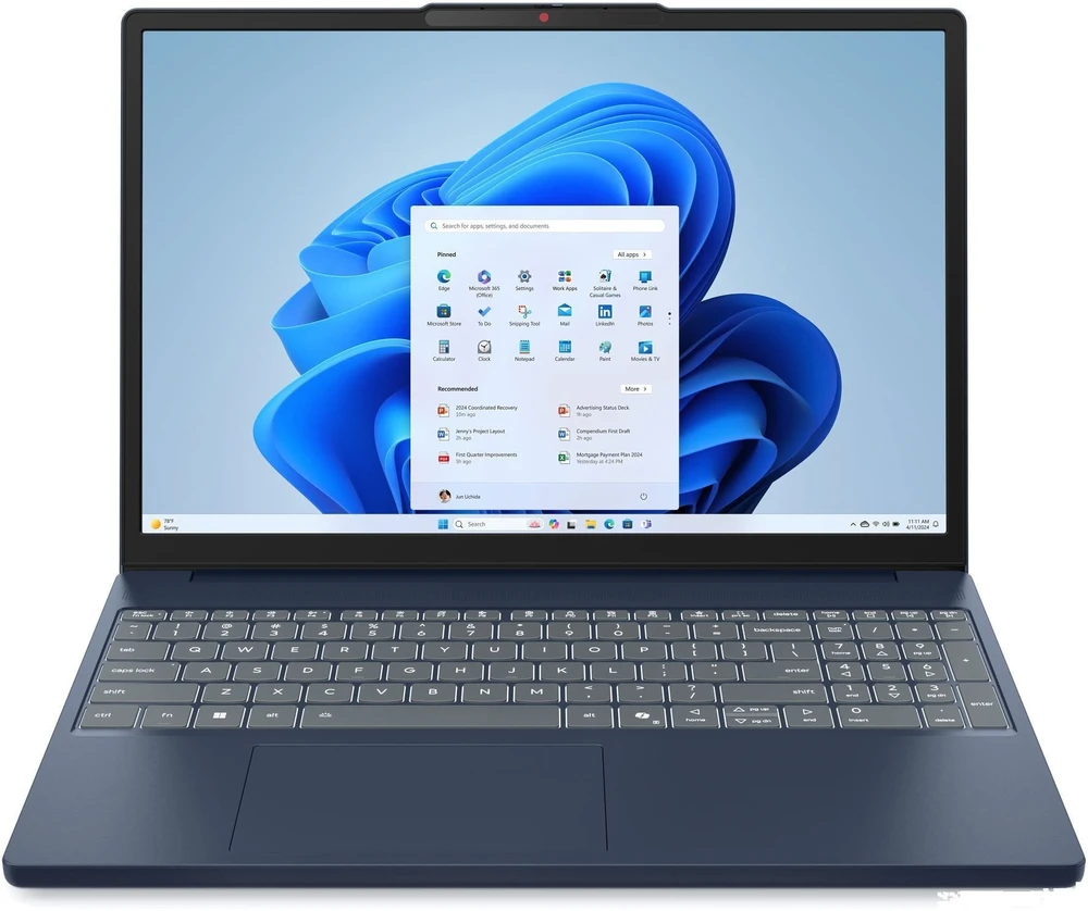 Lenovo IdeaPad Slim 3 15ARP10 AMD Ryzen™ 5 7535HS Nešiojamas kompiuteris 38.9 cm (15.3") WUXGA 16 GB DDR5-SDRAM 512 GB SSD Wi-Fi 6 (802.11ax) Windows 11 Home Mėlyna