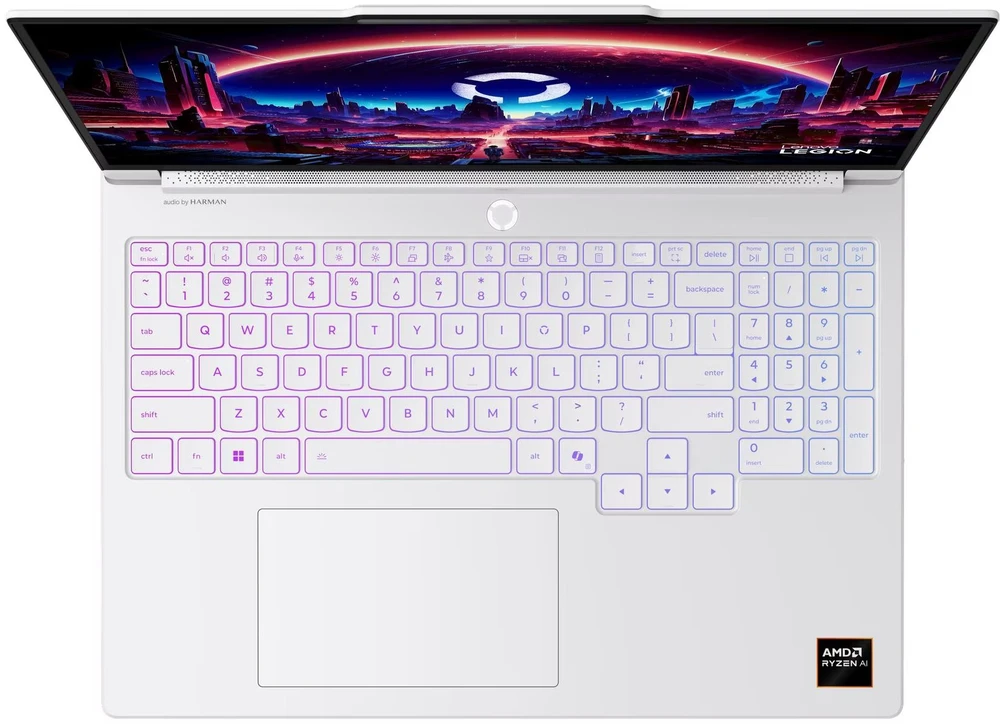 Lenovo Legion 7 16AGP11 Ryzen AI 7 450 16 colių WQXGA OLED 240Hz 500 nitų LBL Glossy 32GB LPDDR5X-8533 1TB SSD GeForce RTX 5060 8GB 5.0MP kamera + IR 84Wh Windows 11 Pro Glacier Baltas