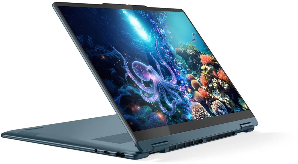 Lenovo Yoga 7 2-in-1 14AKP10 Copilot+ asmeninis kompiuteris AMD Ryzen AI 5 340 hibridinis (2-in-1) 35,6 cm (14") Jutiklinis ekranas WUXGA 16 GB LPDDR5-SDRAM 512 GB SSD Wi-Fi 7 (802.11be) Windows 11 Home Teal