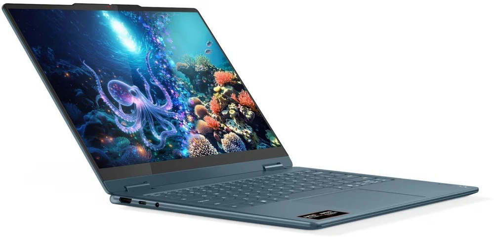 Lenovo Yoga 7 2-in-1 14AKP10 Copilot+ asmeninis kompiuteris AMD Ryzen AI 5 340 hibridinis (2-in-1) 35,6 cm (14") Jutiklinis ekranas WUXGA 16 GB LPDDR5-SDRAM 512 GB SSD Wi-Fi 7 (802.11be) Windows 11 Home Teal