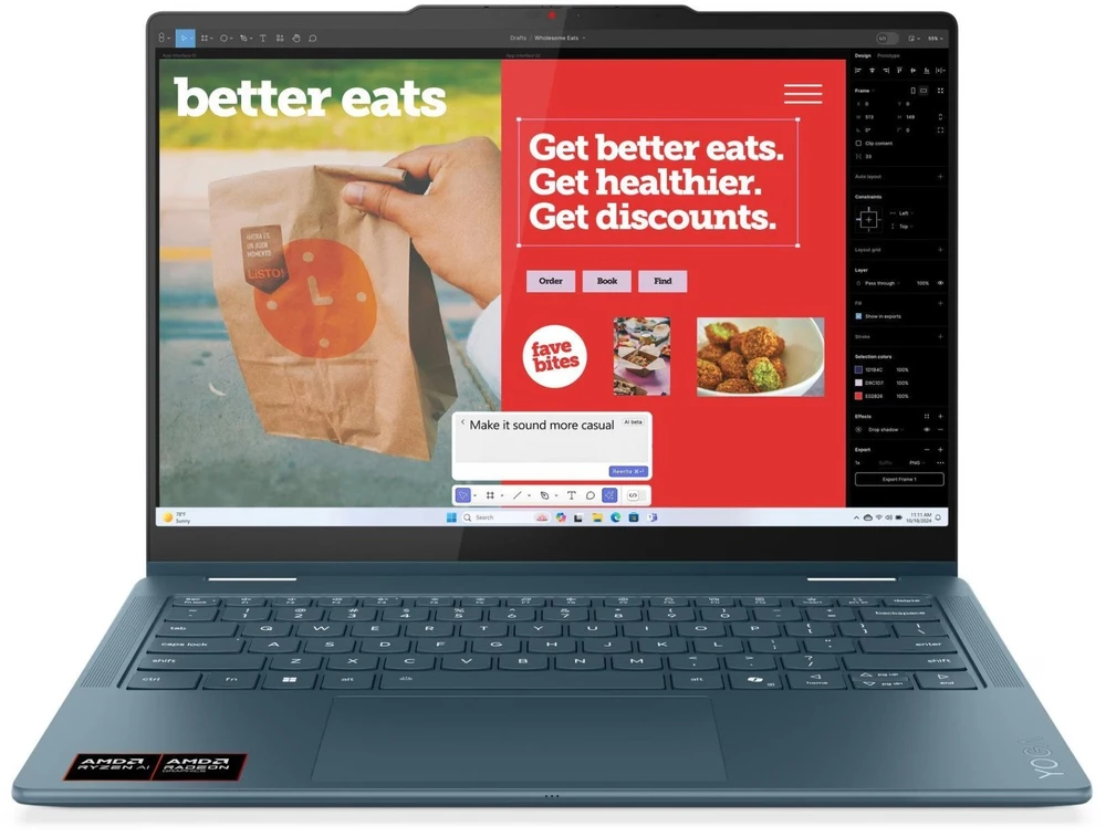 Lenovo Yoga 7 2-in-1 14AKP10 Copilot+ asmeninis kompiuteris AMD Ryzen AI 5 340 hibridinis (2-in-1) 35,6 cm (14") Jutiklinis ekranas WUXGA 16 GB LPDDR5-SDRAM 512 GB SSD Wi-Fi 7 (802.11be) Windows 11 Home Teal