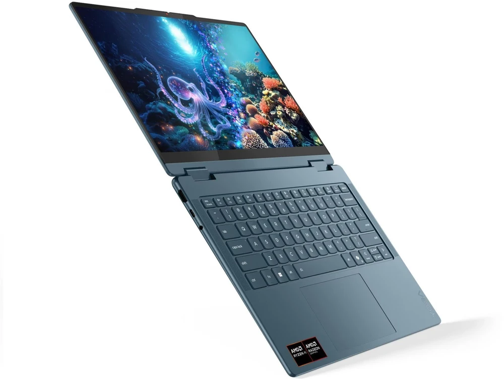 Lenovo Yoga 7 2-in-1 14AKP10 Copilot+ asmeninis kompiuteris AMD Ryzen AI 5 340 hibridinis (2-in-1) 35,6 cm (14") Jutiklinis ekranas WUXGA 16 GB LPDDR5-SDRAM 512 GB SSD Wi-Fi 7 (802.11be) Windows 11 Home Teal