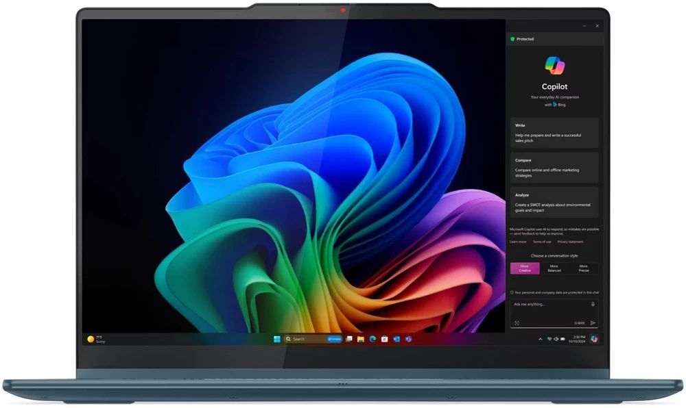 Lenovo Yoga 7 2-in-1 14AKP10 Copilot+ asmeninis kompiuteris AMD Ryzen AI 5 340 hibridinis (2-in-1) 35,6 cm (14") Jutiklinis ekranas WUXGA 16 GB LPDDR5-SDRAM 512 GB SSD Wi-Fi 7 (802.11be) Windows 11 Home Teal