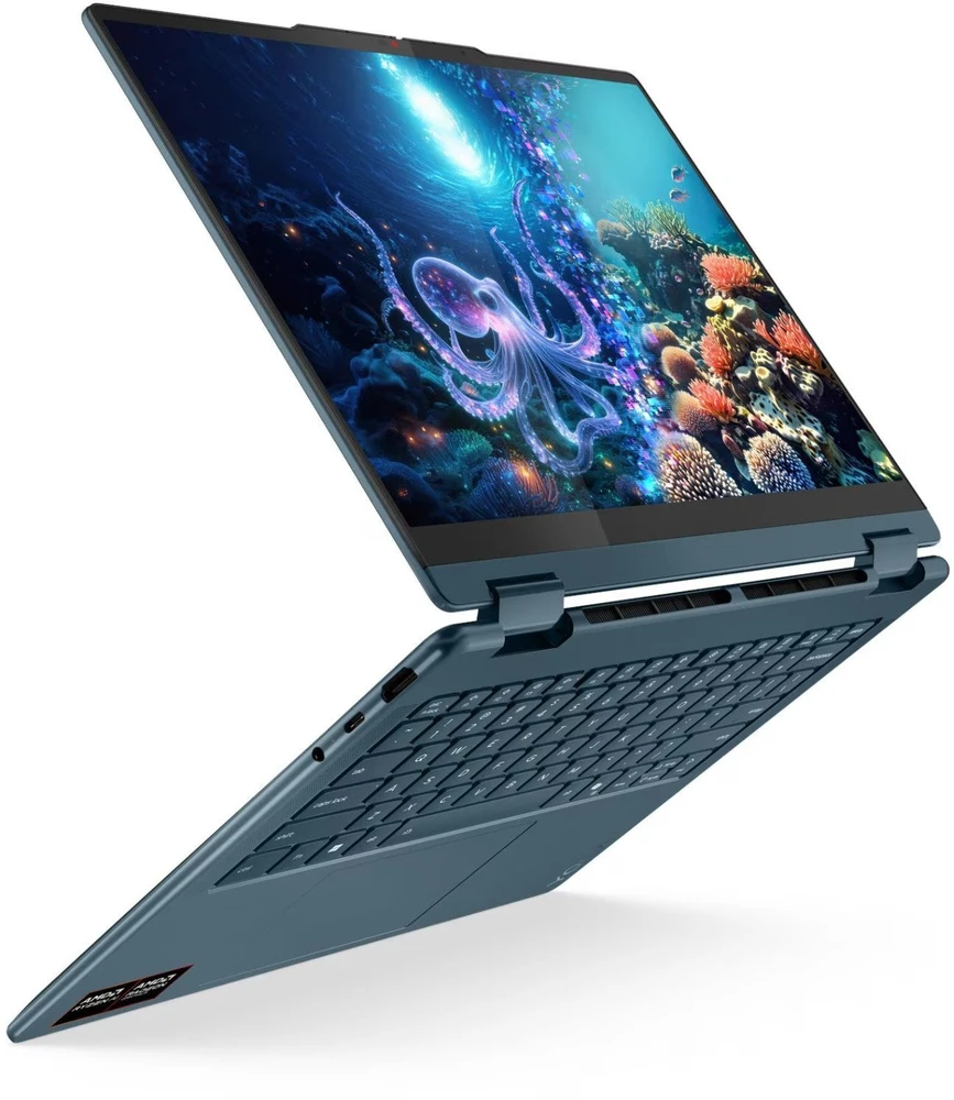 Lenovo Yoga 7 2-in-1 14AKP10 Copilot+ asmeninis kompiuteris AMD Ryzen AI 5 340 hibridinis (2-in-1) 35,6 cm (14") Jutiklinis ekranas WUXGA 16 GB LPDDR5-SDRAM 512 GB SSD Wi-Fi 7 (802.11be) Windows 11 Home Teal