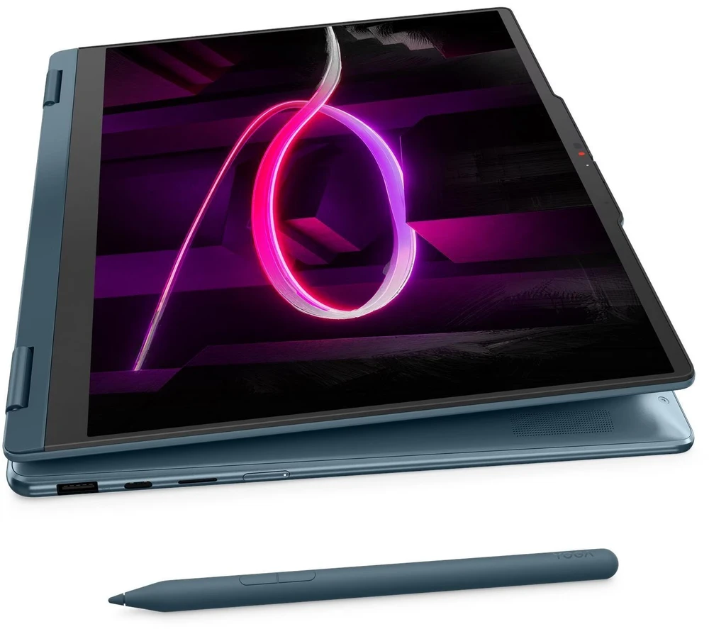 Nešiojamas kompiuteris „Lenovo Yoga 7 Gen 11“ 14AGP11 „Ryzen AI 5 435“, 14 colių WUXGA lietimui jautrus OLED ekranas, 400 nitų, 60 Hz, blizgus, 16 GB LPDDR5X-8000, 512 GB SSD, „Radeon 840M“ vaizdo plokštė, 5.0 MP + IR, 70 Wh, „Windows 11 Tidal Teal“.