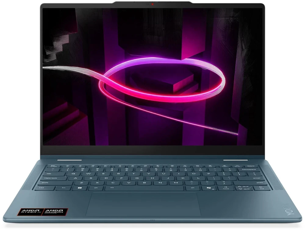 Nešiojamas kompiuteris „Lenovo Yoga 7 Gen 11“ 14AGP11 „Ryzen AI 5 435“, 14 colių WUXGA lietimui jautrus OLED ekranas, 400 nitų, 60 Hz, blizgus, 16 GB LPDDR5X-8000, 512 GB SSD, „Radeon 840M“ vaizdo plokštė, 5.0 MP + IR, 70 Wh, „Windows 11 Tidal Teal“.