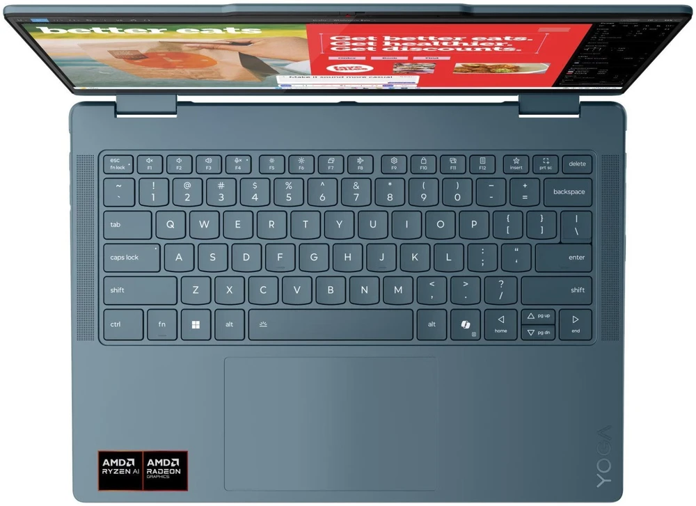 Lenovo Yoga 7 2-in-1 14AKP10 Copilot+ asmeninis kompiuteris AMD Ryzen AI 5 340 hibridinis (2-in-1) 35,6 cm (14") Jutiklinis ekranas WUXGA 16 GB LPDDR5-SDRAM 512 GB SSD Wi-Fi 7 (802.11be) Windows 11 Home Teal