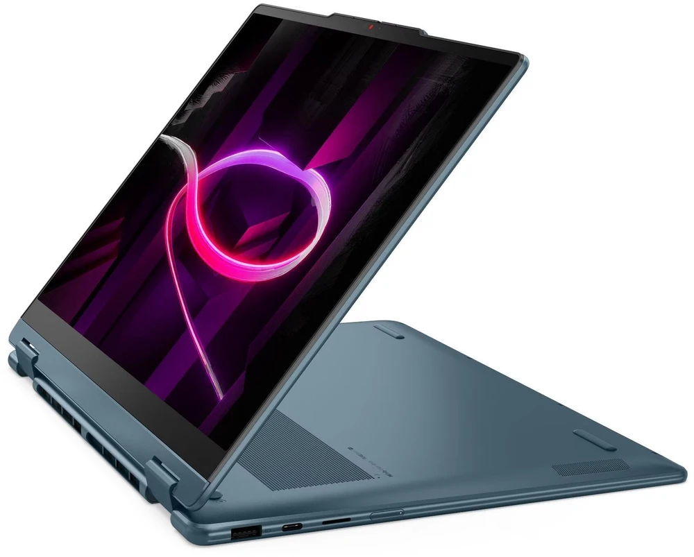 Nešiojamas kompiuteris „Lenovo Yoga 7 Gen 11“ 14AGP11 „Ryzen AI 5 435“, 14 colių WUXGA lietimui jautrus OLED ekranas, 400 nitų, 60 Hz, blizgus, 16 GB LPDDR5X-8000, 512 GB SSD, „Radeon 840M“ vaizdo plokštė, 5.0 MP + IR, 70 Wh, „Windows 11 Tidal Teal“.