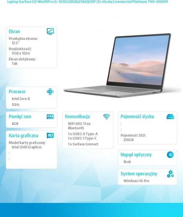 Nešiojamas kompiuteris „Microsoft Surface Nešiojamas kompiuteris Go“ (TNV-00009)