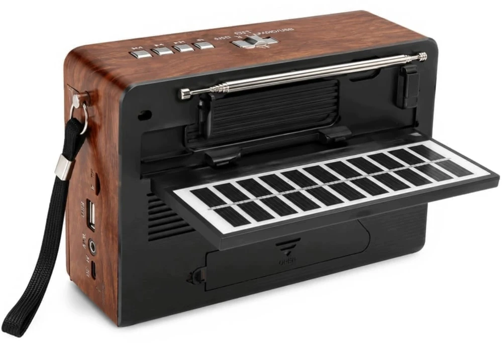 Nešiojamas retro radijas „EcoBox“ Netta su saulės baterija (Ecobox)