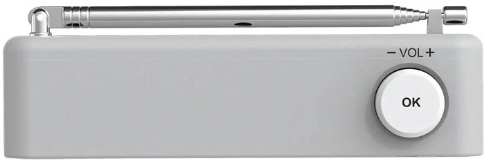 Nešiojamasis radijas JVC Kenwood CR-M25DAB DAB Plus – automatinis saugos įspėjimas – baltas ir sidabrinis