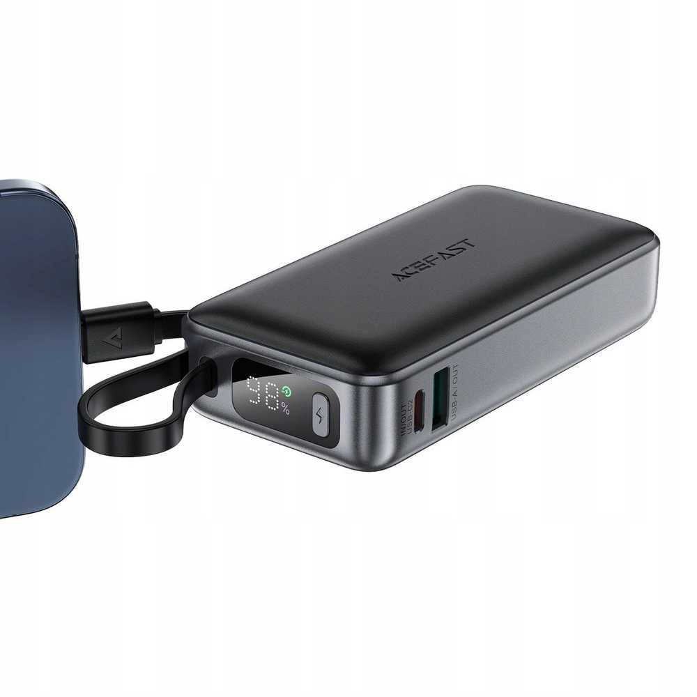 Išorinė baterija Power Bank Acefast M7-10000 PD30W With Cable 10000mAh juoda