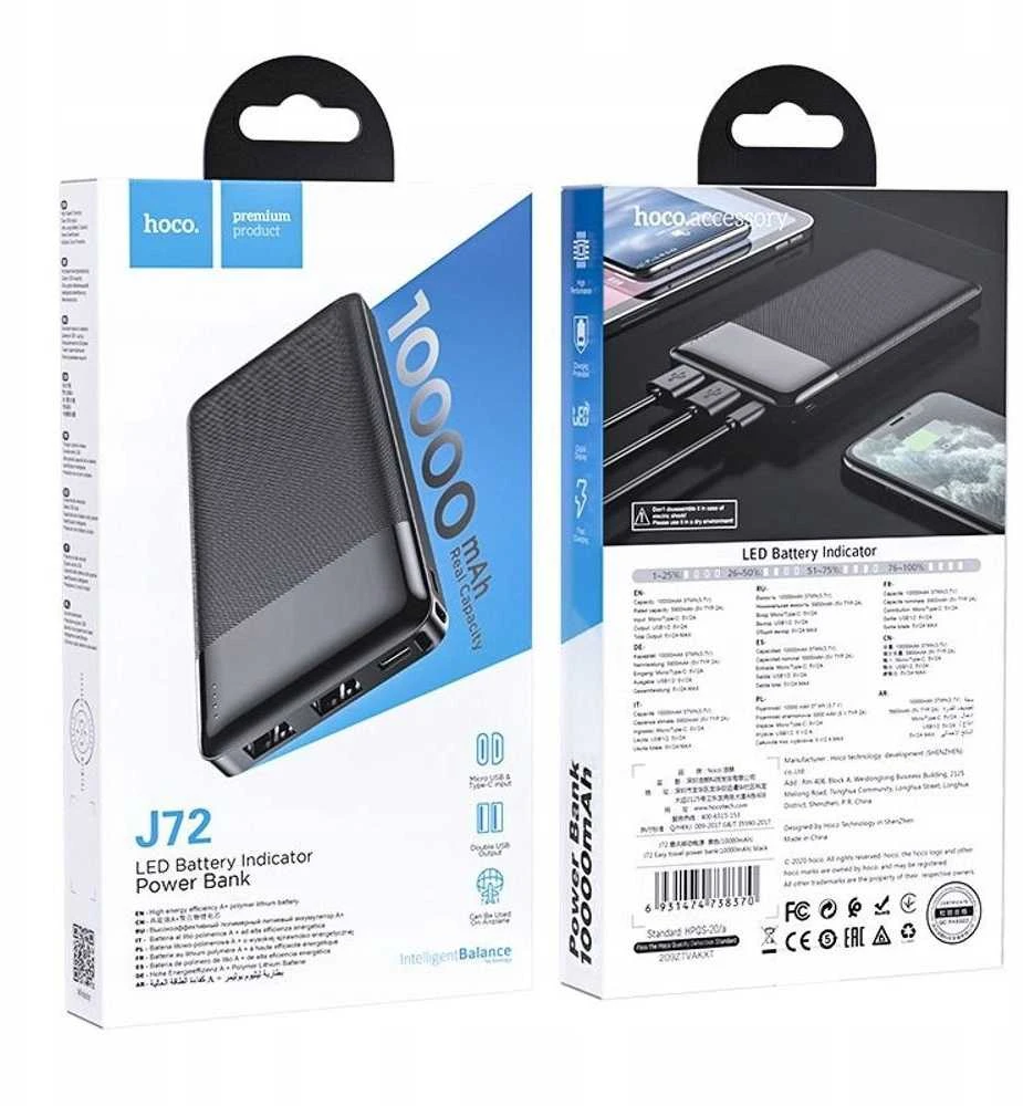 Išorinė baterija Power Bank Hoco J72 10000mAh juoda
