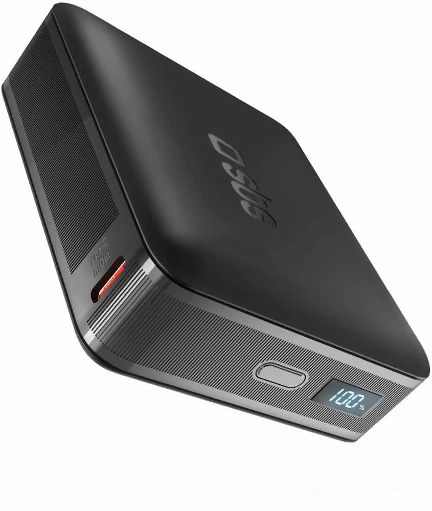 SBS HD 65W 20000mAh USB-C Power Bank with LCD Ekranas - Juodas