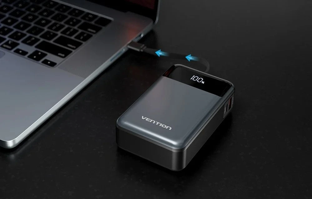 „Vention“ 20000 mAh 65 W išorinė baterija su USB-C laidu